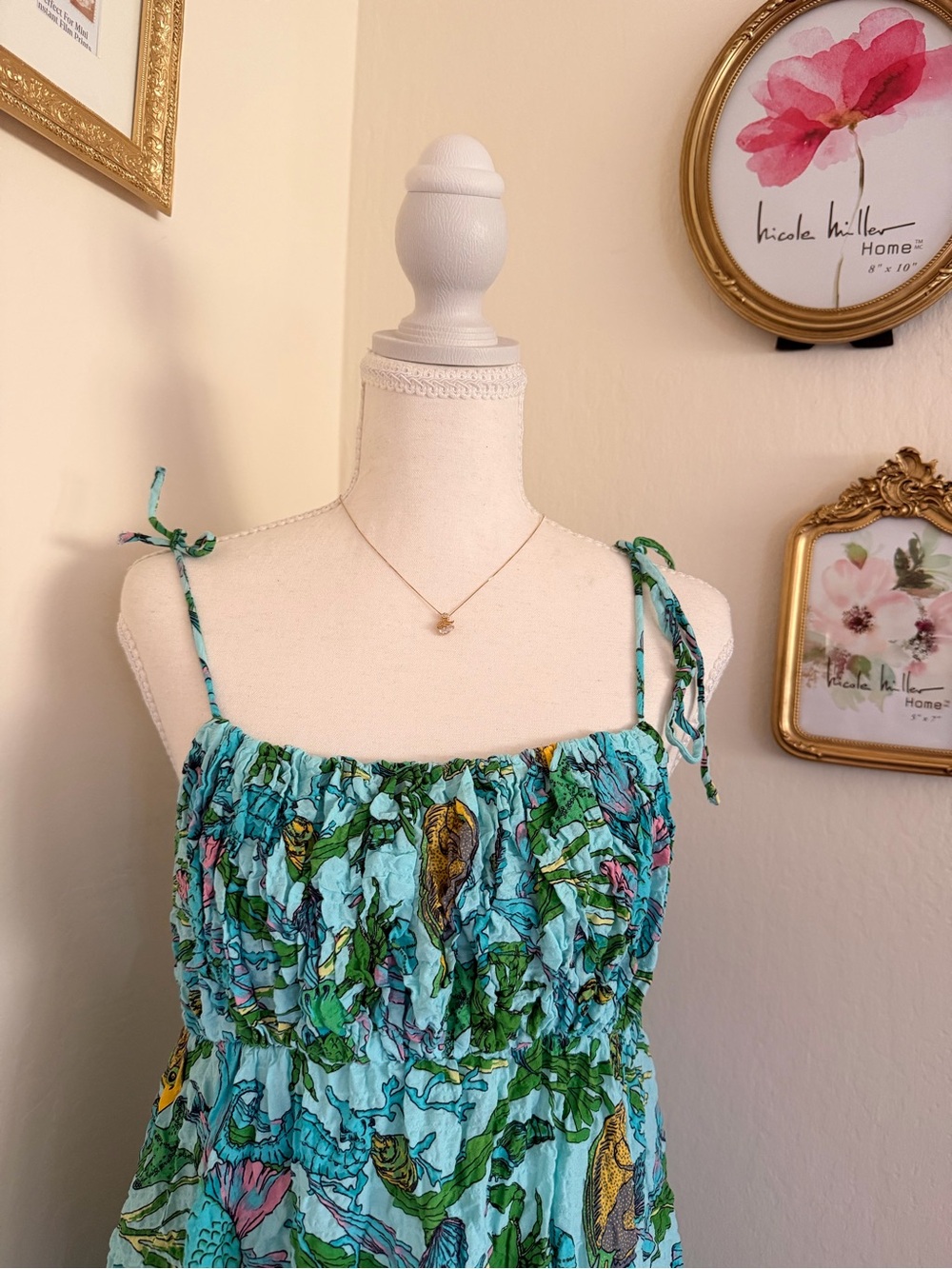 kate spade Green Floral Tie-Shoulder Maxi Dress with pockets - Picture 7 of 9